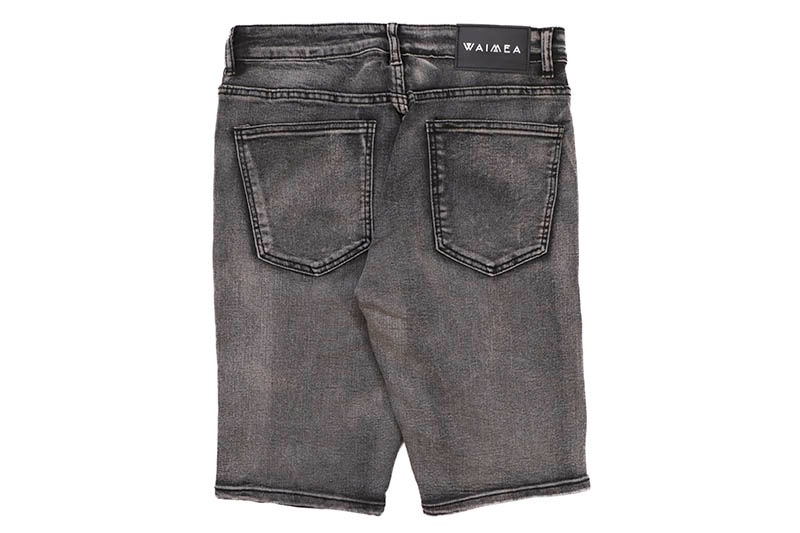 WAIMEA RIPPED SKINNY FIT DENIM SHORTS (AOM7387D:BLACK WASH)