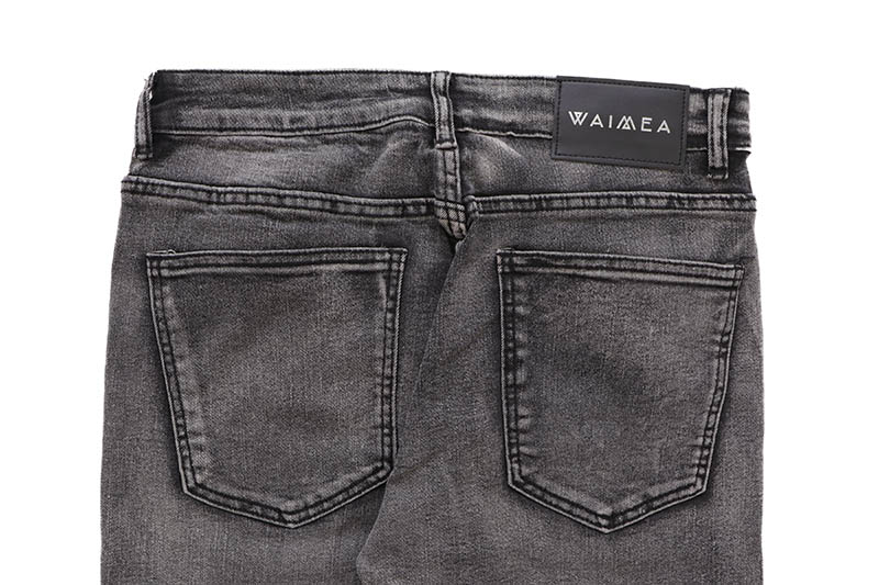 WAIMEA RIPPED SKINNY FIT DENIM SHORTS (AOM7387D:BLACK WASH)