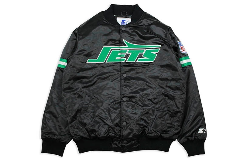 STARTER PACKER EXCLUSIVE NEW YORK JETS SATIN JACKET (LS7L0503:BLACK)
