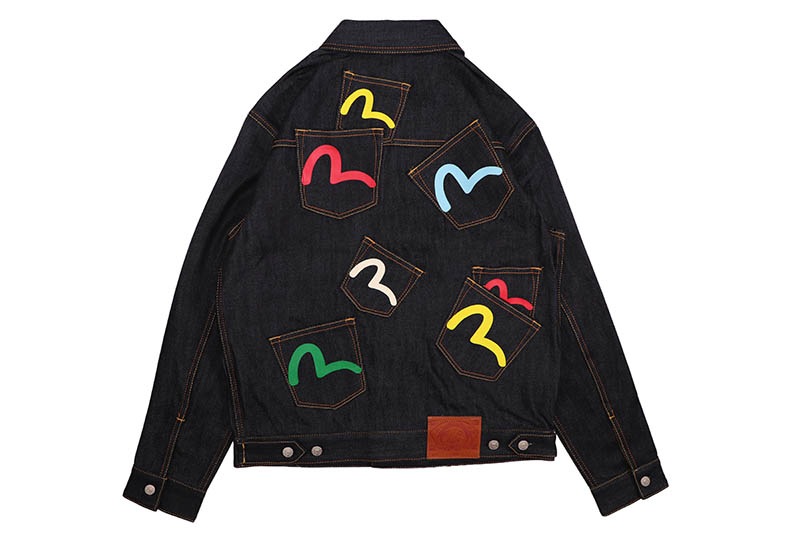 EVISU SEAGULL PRINT AND MULTI-POCKET RELAX FIT DENIM JACKET
