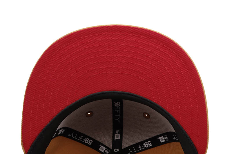 NEW ERA CHICAGO CUBS 59FIFTY FITTED CAP (WRIGLEY FIELD CUSTOM SIDE PATCH/SCARLET UNDER VISOR/MUSTARD)