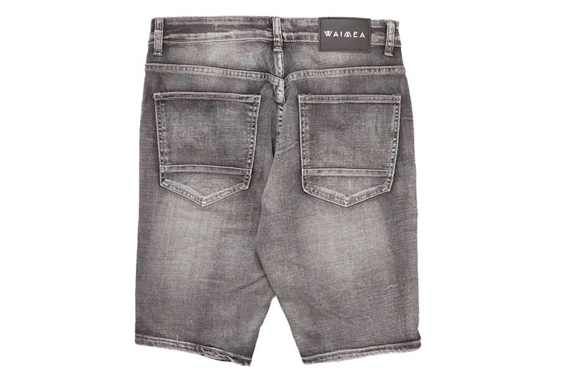 WAIMEA WHISKERS AND BAKING SKINNY FIT SHORTS (AOM7388D:BLACK BLEACH WASH)
