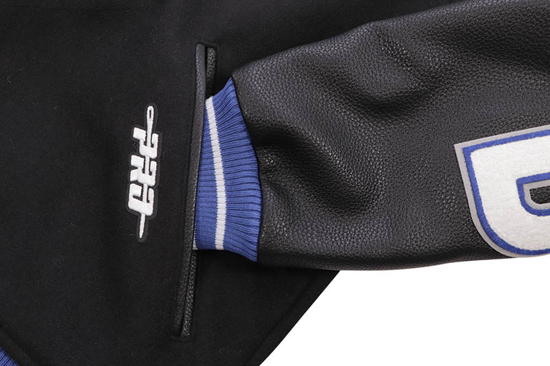 PRO STANDARD LOS ANGELES DODGERS SCRIPT TAIL RIB WOOL VARSITY JACKET (LLD6314467-BDB:BLACK/DODGER BLUE)