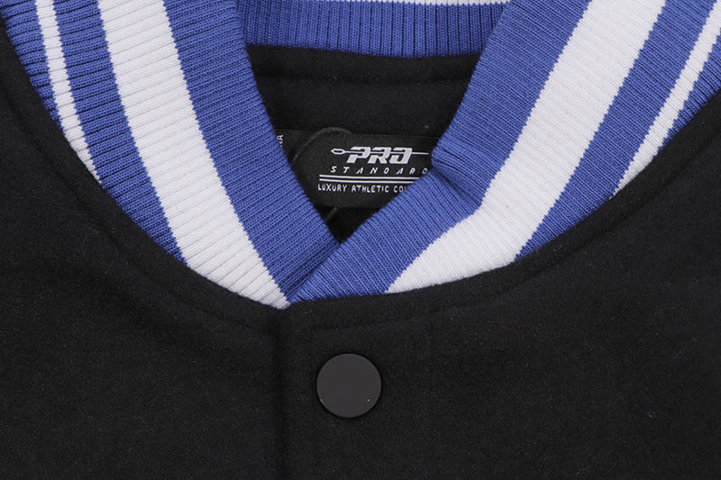 PRO STANDARD LOS ANGELES DODGERS SCRIPT TAIL RIB WOOL VARSITY JACKET (LLD6314467-BDB:BLACK/DODGER BLUE)