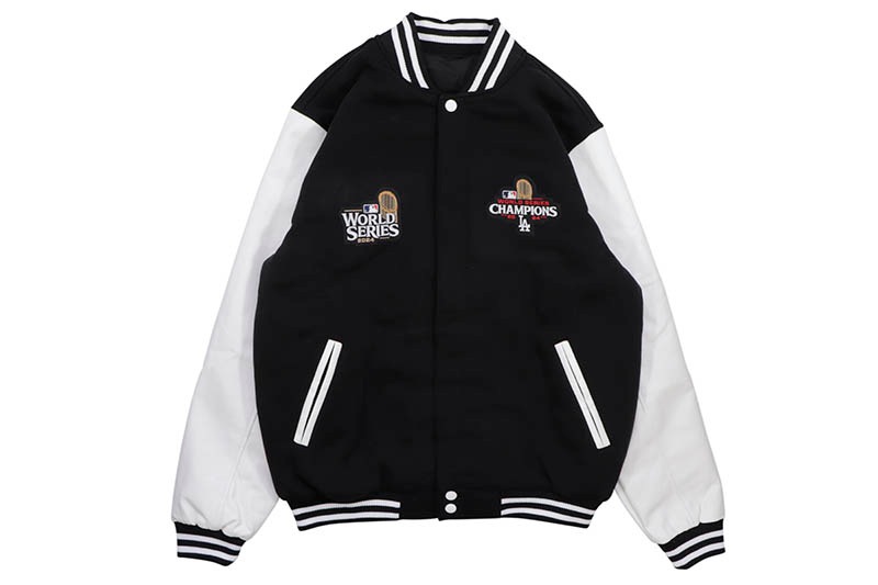 JH Design LOS ANGELES DODGERS 2024 WORLD SERIES CHAMPIONS POLY-TWILL FULL-SNAP JACKET (DOD753WSA4:BLACK/WHITE)