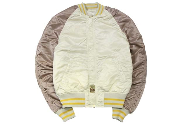 ALPHA MA-1 TIGER SOUVENIR FLIGHT JKT(VINTAGE WHITESANDMAUVE)