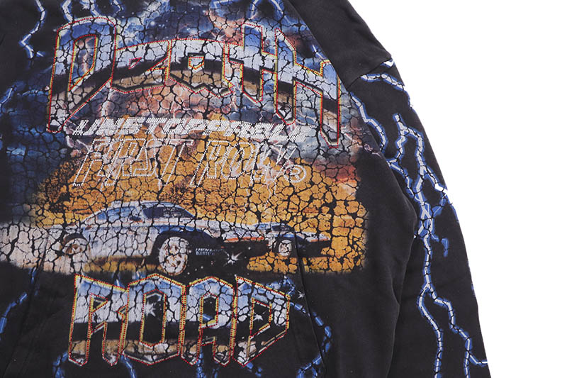 FIRST ROW DEATH ROAD LIGHTNING PULLOVER HOODIE (FRF2472:BLACK