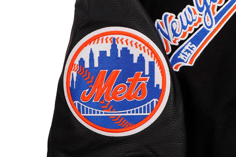 PRO STANDARD NEW YORK METS SCRIPT TAIL RIB WOOL VARSITY JACKET