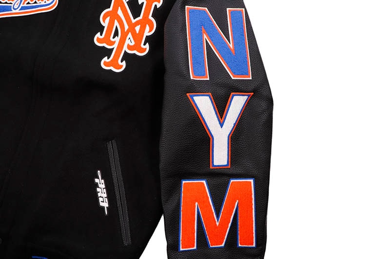 PRO STANDARD NEW YORK METS SCRIPT TAIL RIB WOOL VARSITY JACKET