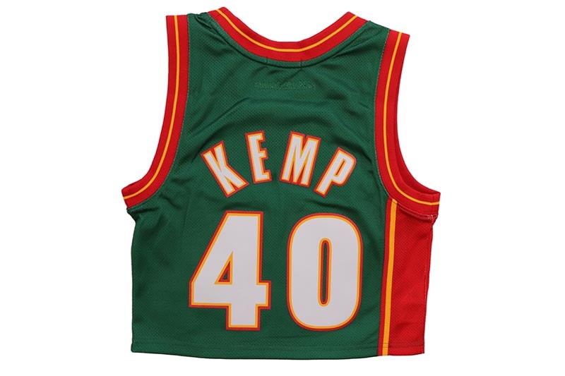 MITCHELL & NESS WOMEN'S CROPPED TANK TOP (SEATTLE SUPERSONICS/SHAWN KEMP/#40/1995:GREEN) TNMP4841-SSU95SKE