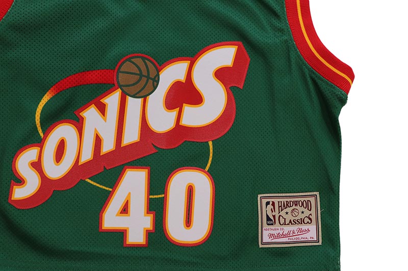 MITCHELL & NESS WOMEN'S CROPPED TANK TOP (SEATTLE SUPERSONICS/SHAWN KEMP/#40/1995:GREEN) TNMP4841-SSU95SKE