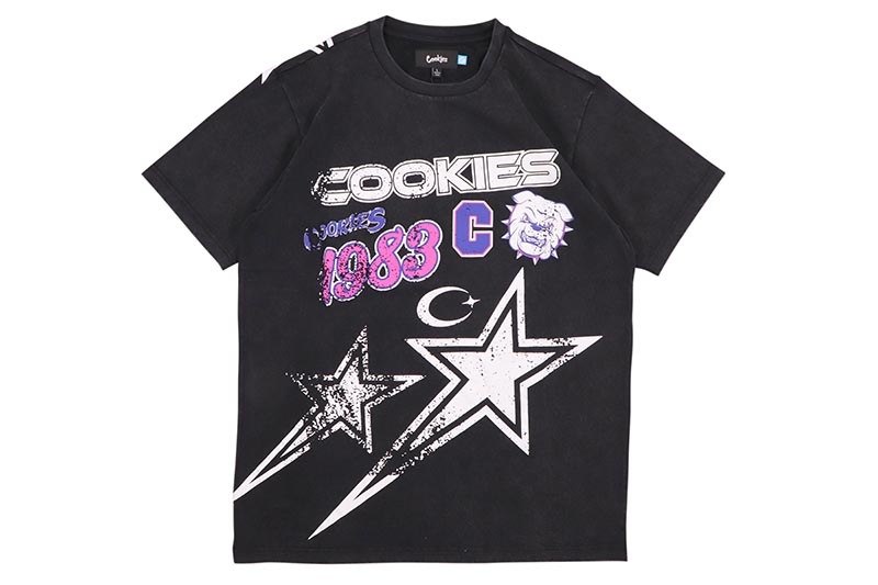 COOKIES STAR POWER SS KNIT WITH VINTAGE GARMENT WASH (BLACK) CM252KST19