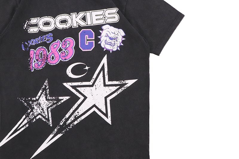 COOKIES STAR POWER SS KNIT WITH VINTAGE GARMENT WASH (BLACK) CM252KST19