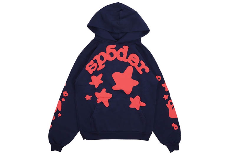 SP5DER BELUGA OUTLINE HOODIE (NAVY RED)
