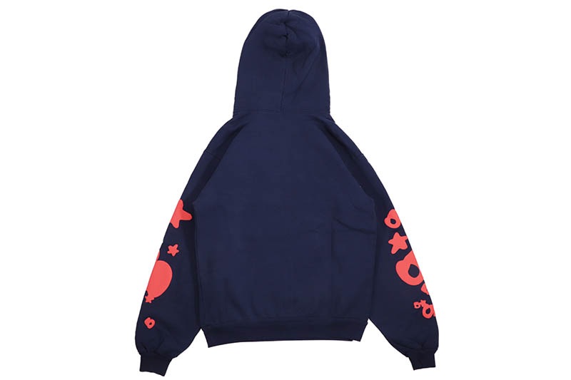 SP5DER BELUGA OUTLINE HOODIE (NAVY RED)