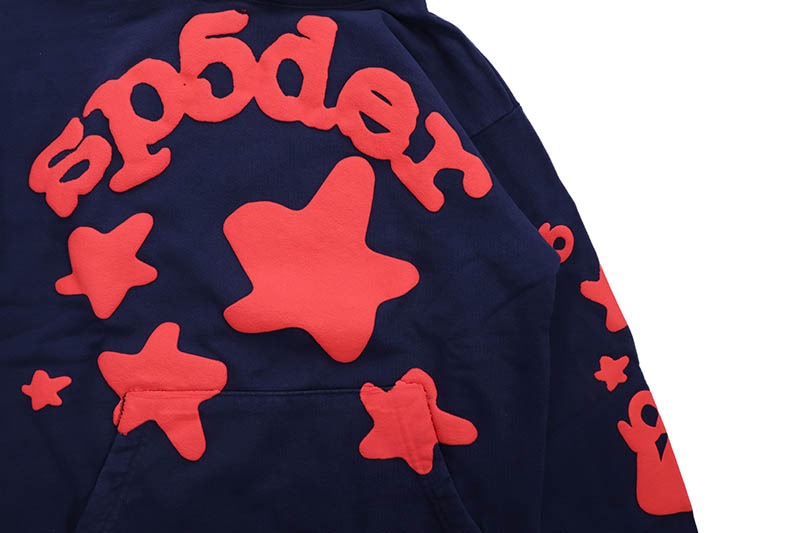 SP5DER BELUGA OUTLINE HOODIE (NAVY RED)
