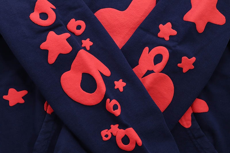 SP5DER BELUGA OUTLINE HOODIE (NAVY RED)