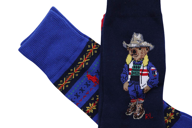 POLO RALPH LAUREN SUN VALLEY BEAR SLACK SOCKS 2-PACK (8991056PK:NAVY)