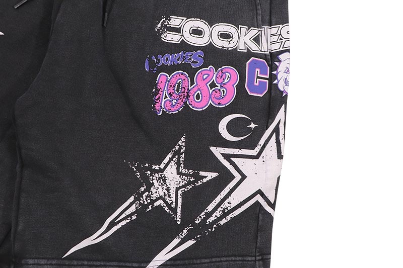 COOKIES STAR POWER FLEECE SHORT WITH VINTAGE GARMENT WASH (BLACK) CM252BKS10