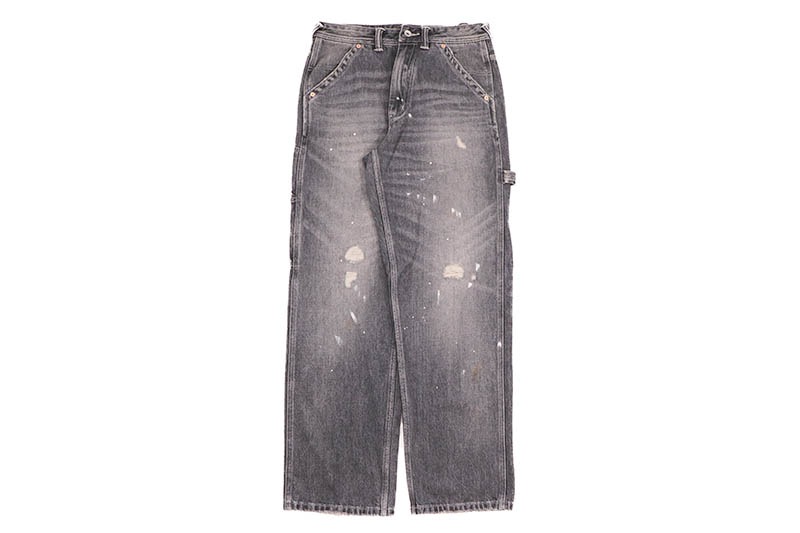 EVISU WASHED AND DISTRESSED DAICOCK PRINT RELAX FIT JEANS (2EAEJM5JE6109RXDN:GREY)