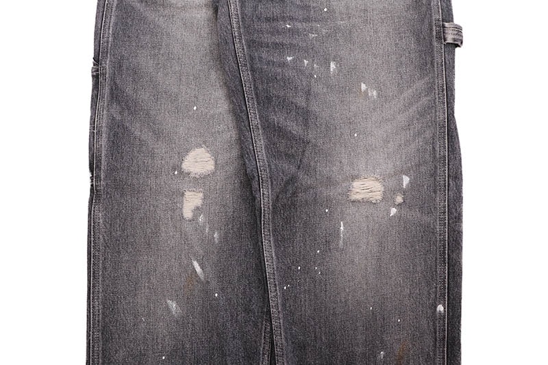 EVISU WASHED AND DISTRESSED DAICOCK PRINT RELAX FIT JEANS (2EAEJM5JE6109RXDN:GREY)