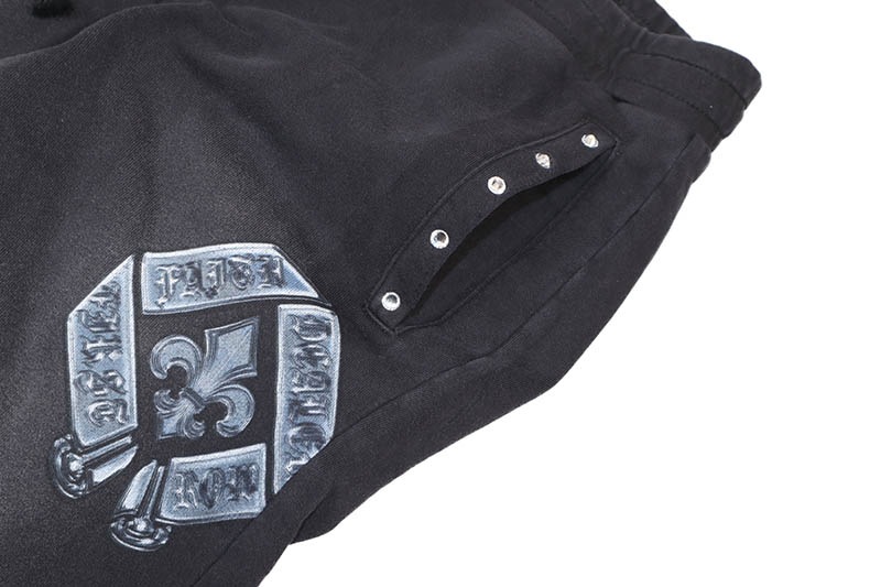 FIRST ROW WASHED RHINESTONE SWEAT PANTS (FRB2208:BLACK)