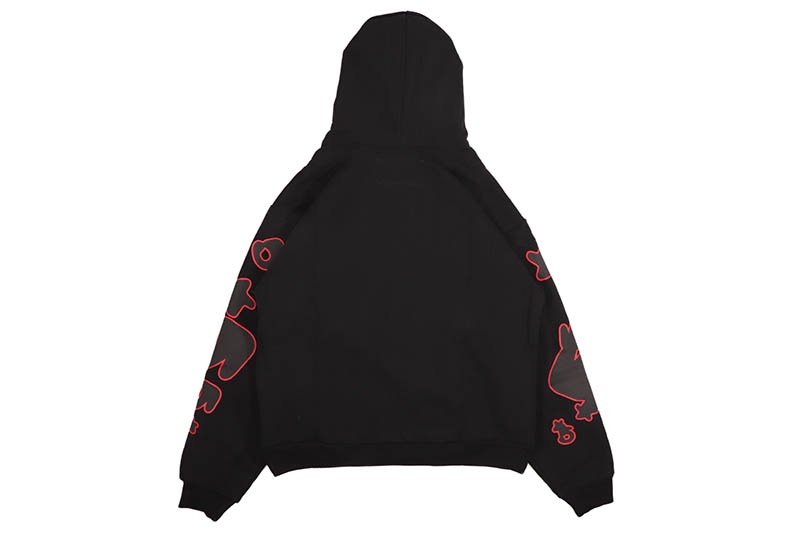 SP5DER BELUGA OUTLINE HOODIE (BLACK RED)