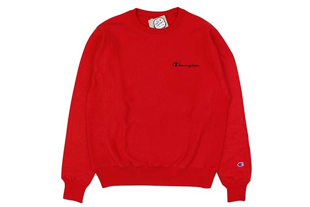 CHAMPION REVERSE WEAVE EMBROIDERED LOGO CREW (TEAM RED SCARLET
