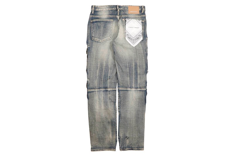FIRST ROW UTILITY CARGO MULTI DENIM PANTS (FRD2243MST:MEDIUM STONE