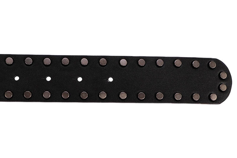TRUE RELIGION STUDDED SCRIPT HORSESHOE BUCKLE BELT (TR3046:BLACK)
