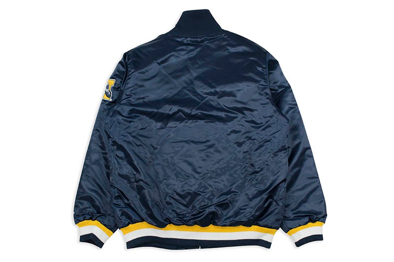 STARTER MICHIGAN WOLVERINES SATIN ZIP JACKET (LS880697:UMN/NAVY)