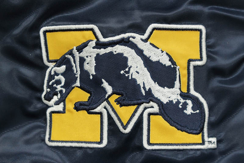 STARTER MICHIGAN WOLVERINES SATIN ZIP JACKET (LS880697:UMN/NAVY)
