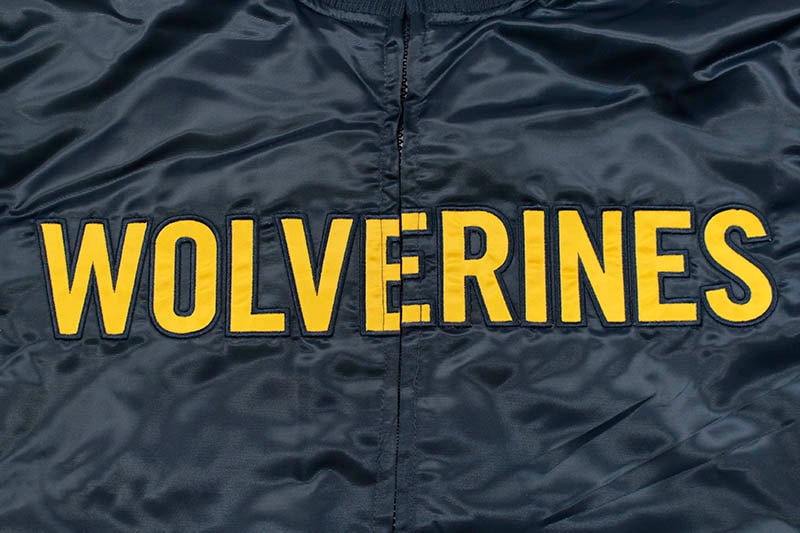 STARTER MICHIGAN WOLVERINES SATIN ZIP JACKET (LS880697:UMN/NAVY)