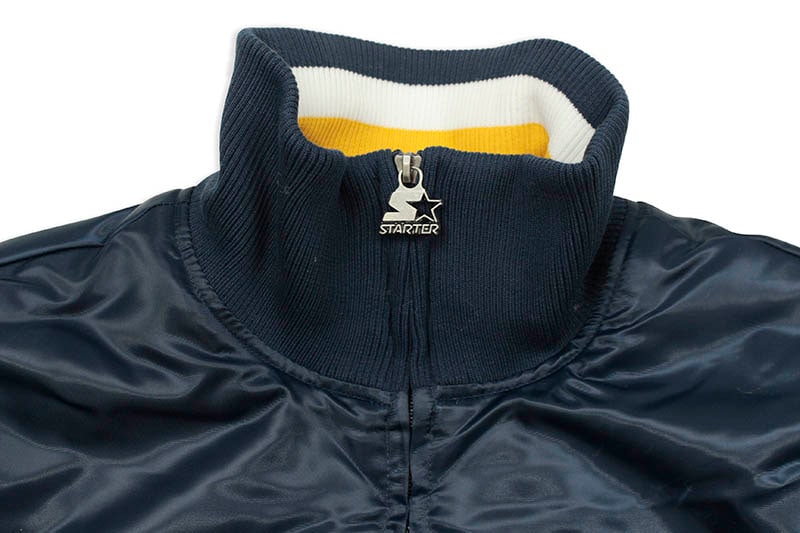 STARTER MICHIGAN WOLVERINES SATIN ZIP JACKET (LS880697:UMN/NAVY)