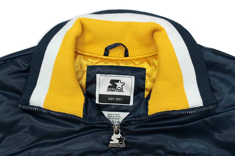 STARTER MICHIGAN WOLVERINES SATIN ZIP JACKET (LS880697:UMN/NAVY)