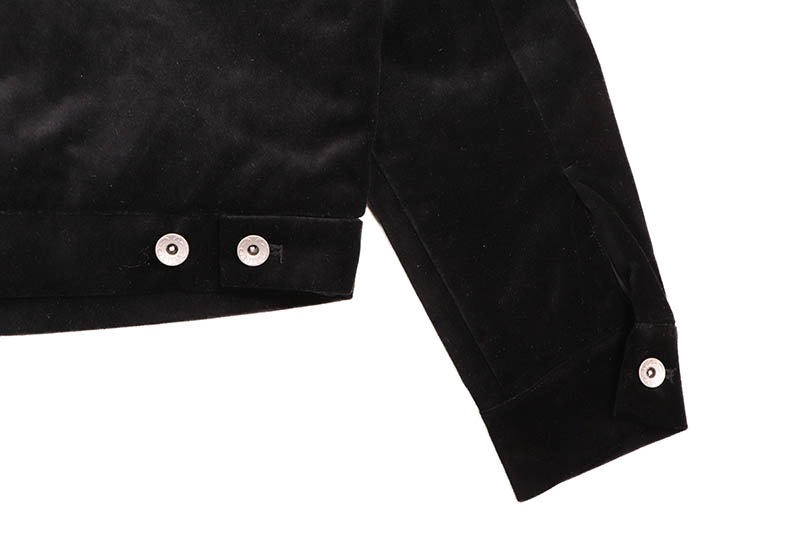 EVISU VINTAGE VELVET REGULAR FIT PADDED SOUVENIR JACKET (2EAEJM5JK6101XXVQ:BLACK)