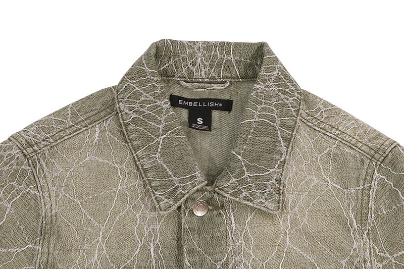 EMBELLISH SPIDER DENIM JACKET (EMBHOL124-015:LIGHT GREEN)