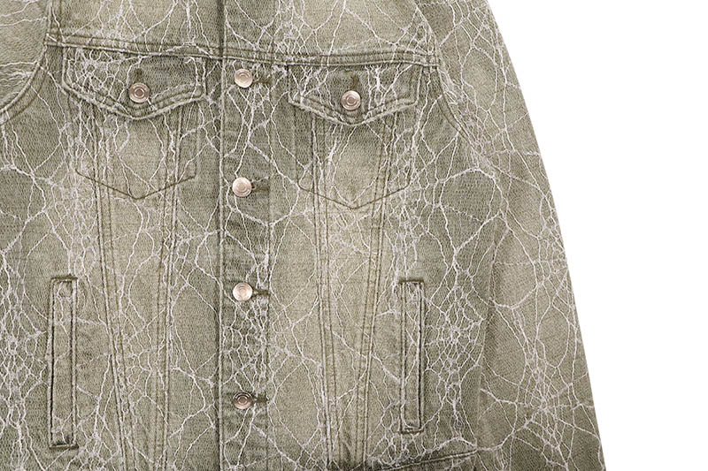 EMBELLISH SPIDER DENIM JACKET (EMBHOL124-015:LIGHT GREEN)