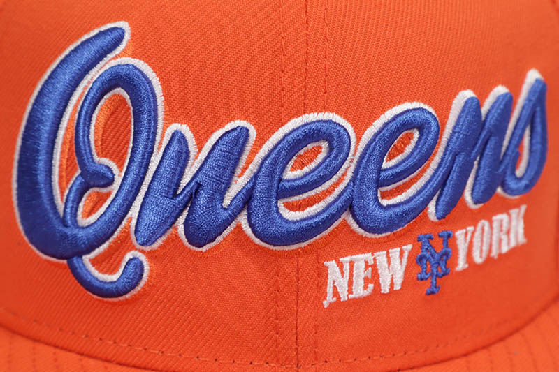 NEW ERA NEW YORK METS 9FIFTY SNAPBACK CAP (QUEENS THE 7 LINE PATCH/GREY UNDER VISOR/ORANGE)