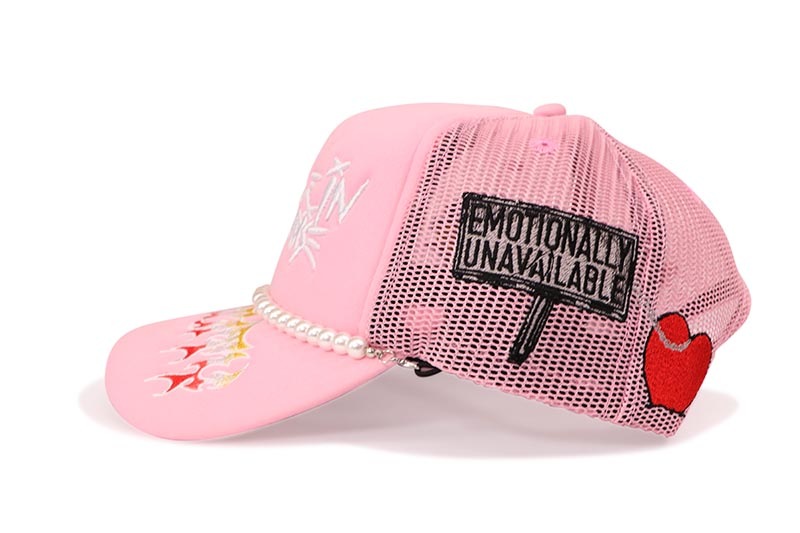 TOXICITY X DSMSD BY MOUR CAP TROUBLE IN PARADISE TRUCKER HAT (PINK)