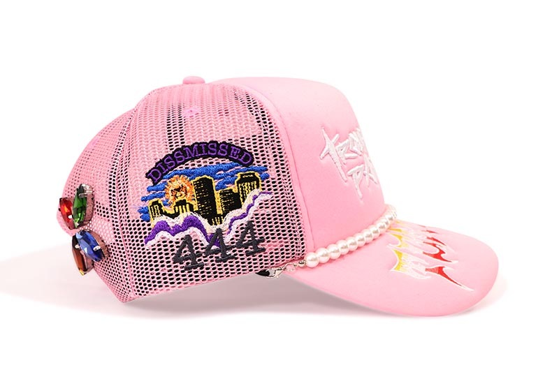 TOXICITY X DSMSD BY MOUR CAP TROUBLE IN PARADISE TRUCKER HAT (PINK)