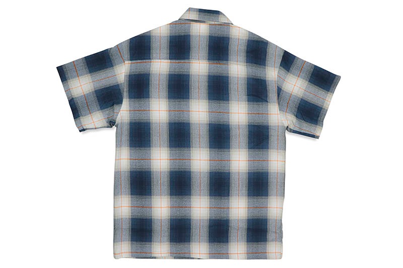 CALTOP PLAID FLANNEL SHORT SLEEVE SHIRT (#2000:BLUE/ORANGE