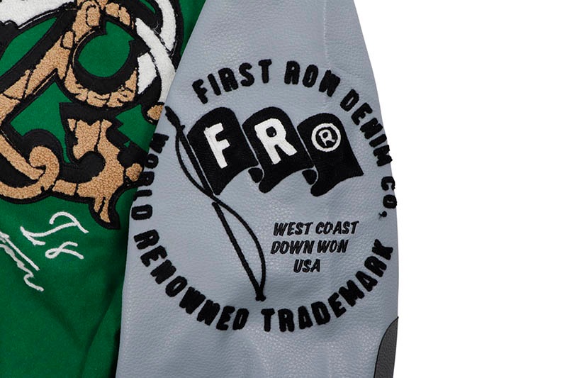 FIRST ROW GLOBAL PEACE MULTI PATCHES VARSITY JACKET (FRJ0070:GREEN