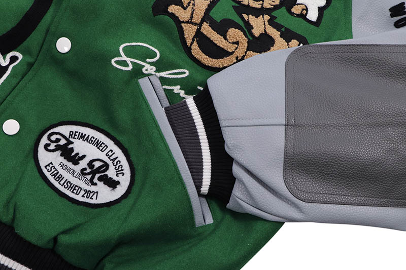 FIRST ROW GLOBAL PEACE MULTI PATCHES VARSITY JACKET (FRJ0070:GREEN