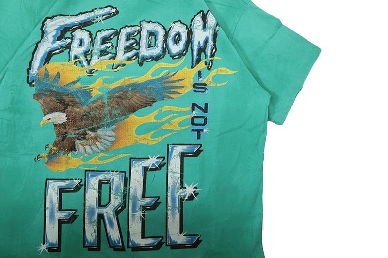 FIRST ROW FREEDOM IS NOT FREE FLAME WASHED TEE (FRT2162:TURQUOISE