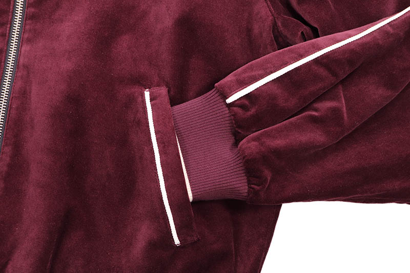 EVISU CRANE AND LOGO EMBROIDERY REGULAR FIT REVERSIBLE BOMBER JACKET (2EAHTM5JK1027XXSN:BURGUNDY)