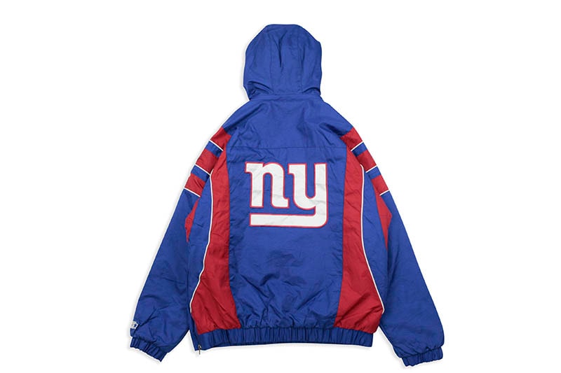 STARTER NEW YORK GIANTS HALF ZIP HOODED PULLOVER JACKET (LS900066:BLUE)