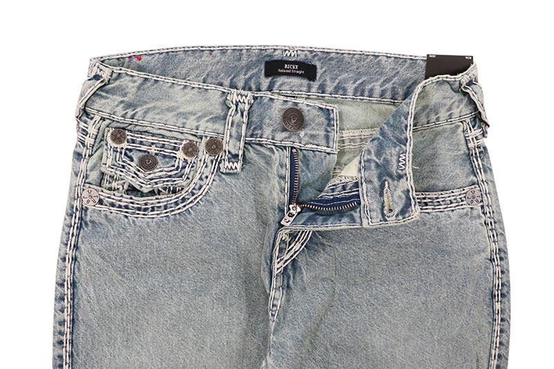 TRUE RELIGION RICKY GREEN SUPER QT STRAIGHT JEAN (109136:GREEN WASH)