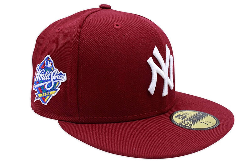 NEW ERA NEW YORK YANKEES 59FIFTY FITTED CAP (1999 WORLD SERIES SIDE PATCH/GREY UNDER VISOR/BURGUNDY)
