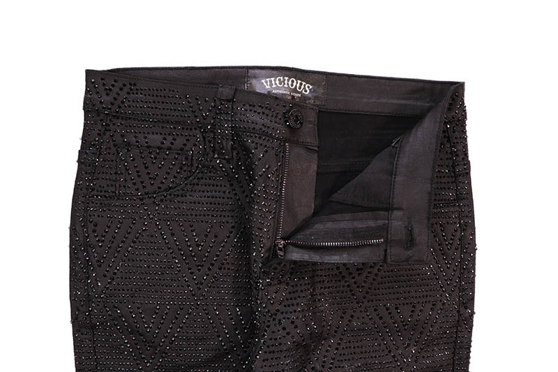 VICIOUS STACKED WAXED ALL OVER RHINESTONE DENIM (VC915:BLACK/BLACK